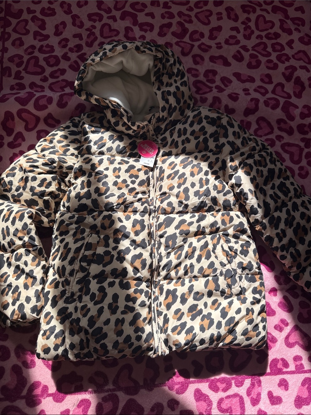 Place Kids Leopard Print Puffer Jacket - Beige, Black, Brown